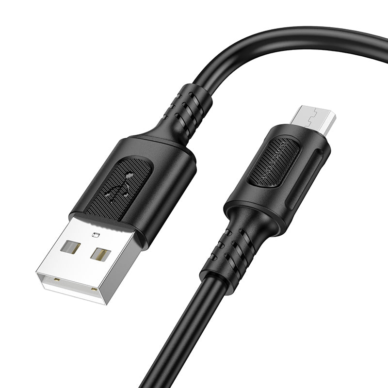 Cabo de carregamento e dados USB-A - microUSB Borofone BX111 Feliz, 18W, 1m, Preto 