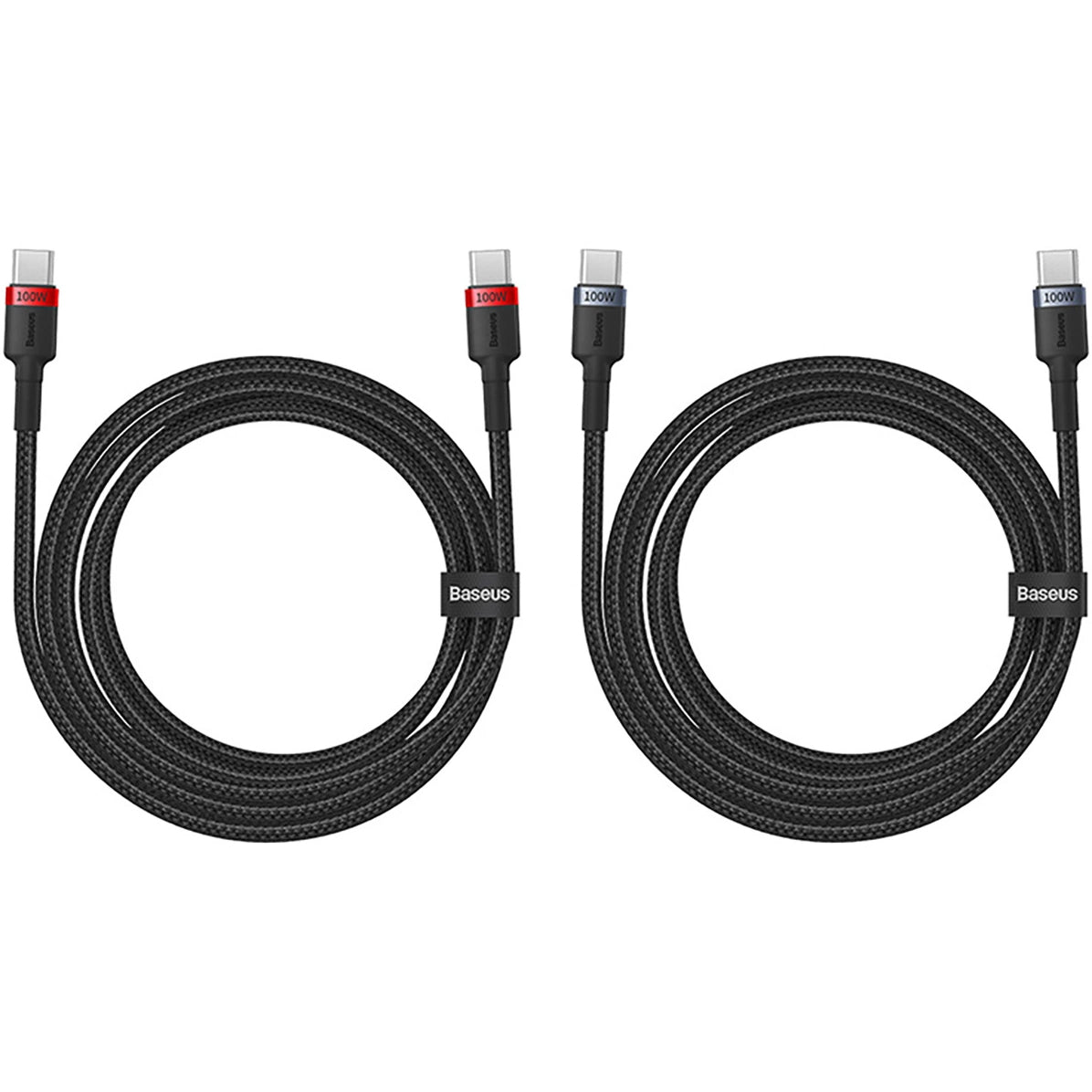 Cabo de carregamento e dados USB-C - Cabo USB-C Baseus Cafule, 100W, 1m, Vermelho, Conjunto de 2 peças