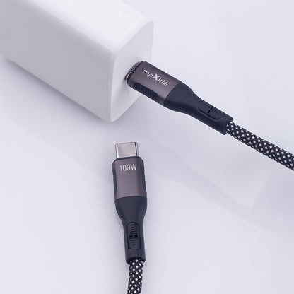Cabo de Dados e Carregamento USB-C - USB-C MaXlife MXUC-11 Magnético, 100W, 1m, Preto