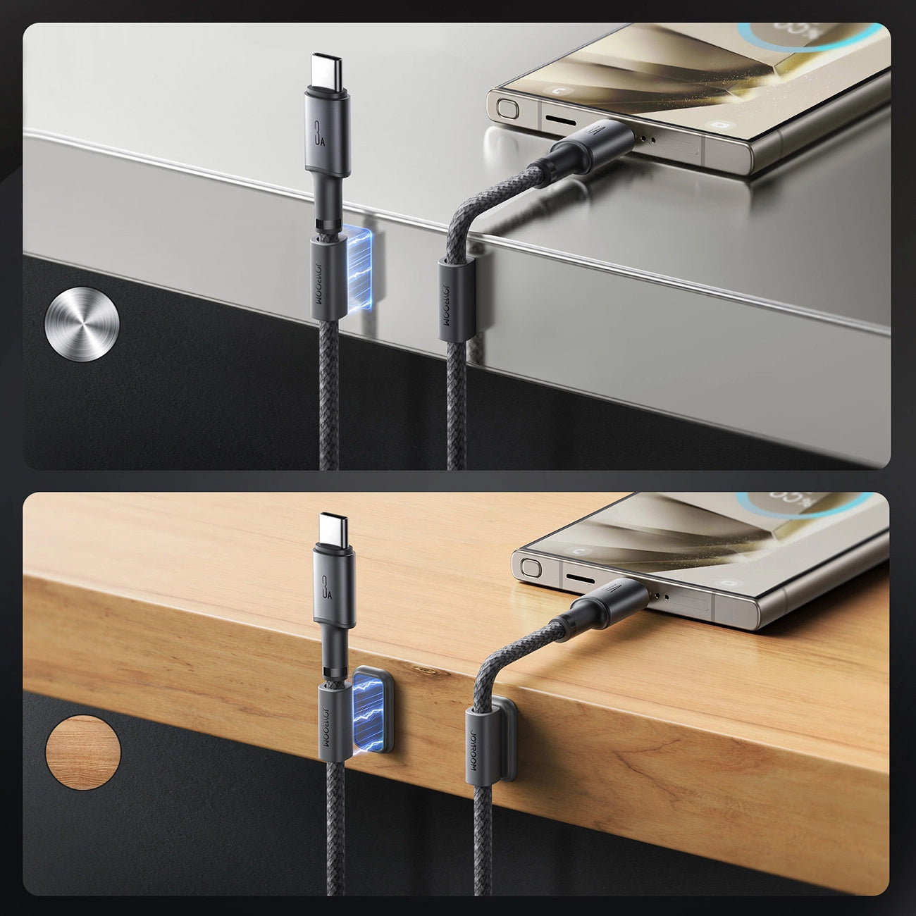 Cabo de Dados e Carregamento USB-A - USB-C Joyroom S-A50, 60W, 1.2m, Cinzento