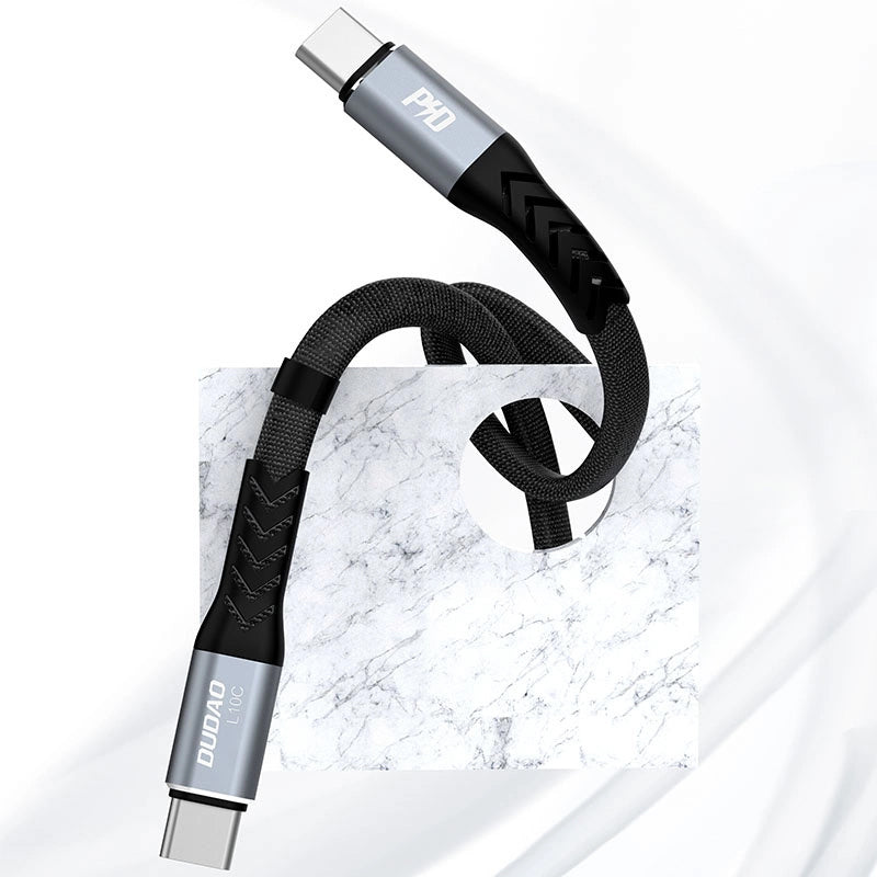 Cabo de Dados e Carregamento USB-C - USB-C Dudao L10C, 100W, 0.23m, Preto