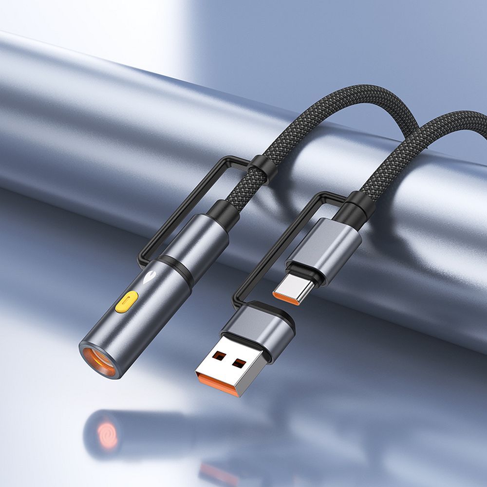 Cabo de Dados e Carregamento USB-C / USB-A - USB-C / Isqueiro Elétrico HOCO U138, 60W, 1.2m, Preto