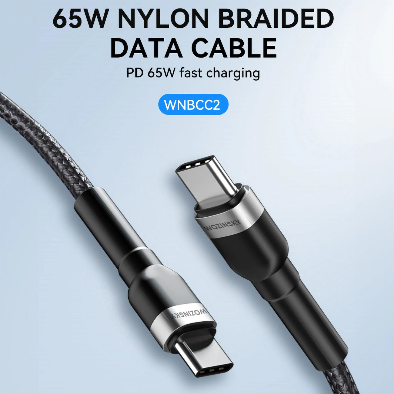 Cabo de Dados e Carregamento USB-C - USB-C WZK WNBCC2, 65W, 2m, Preto