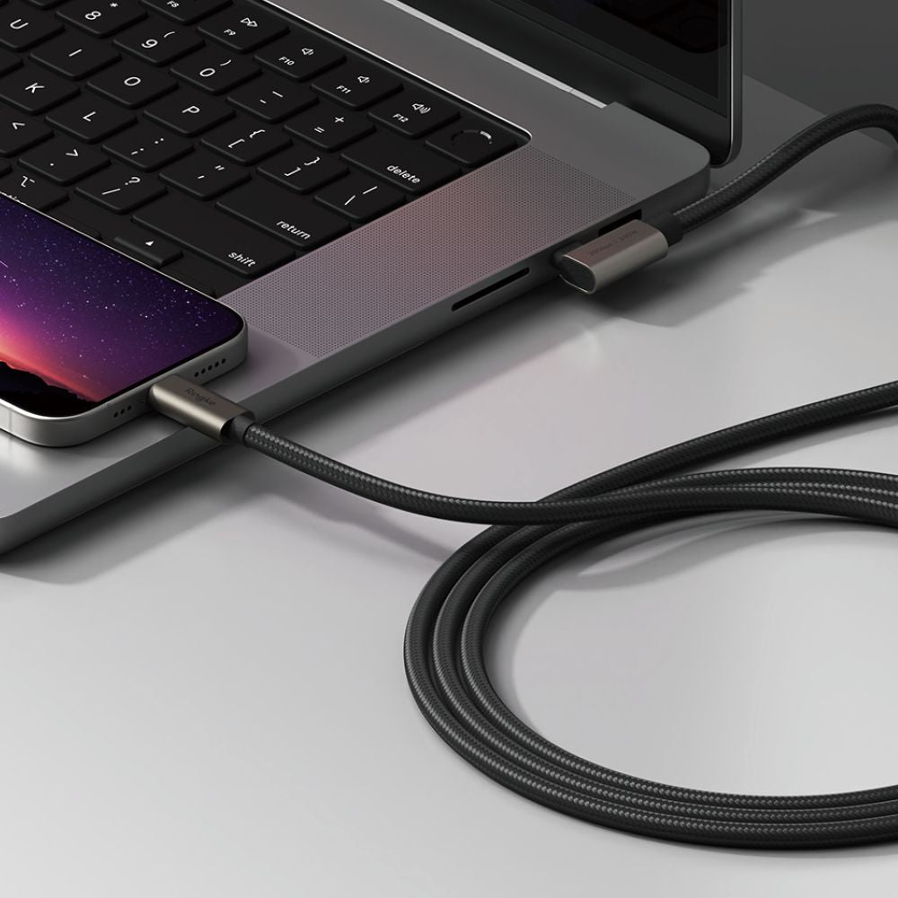 Cabo de Dados e Carregamento USB-C - USB-C Ringke 2X2 Angled, 240W, 2m, Preto