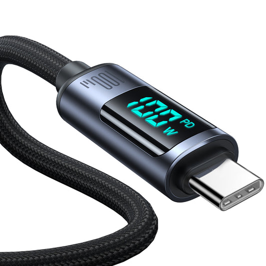 Cabo de Dados e Carregamento USB-C - USB-C Joyroom S-A16 Prism Display, 100W, 1.2m, Preto