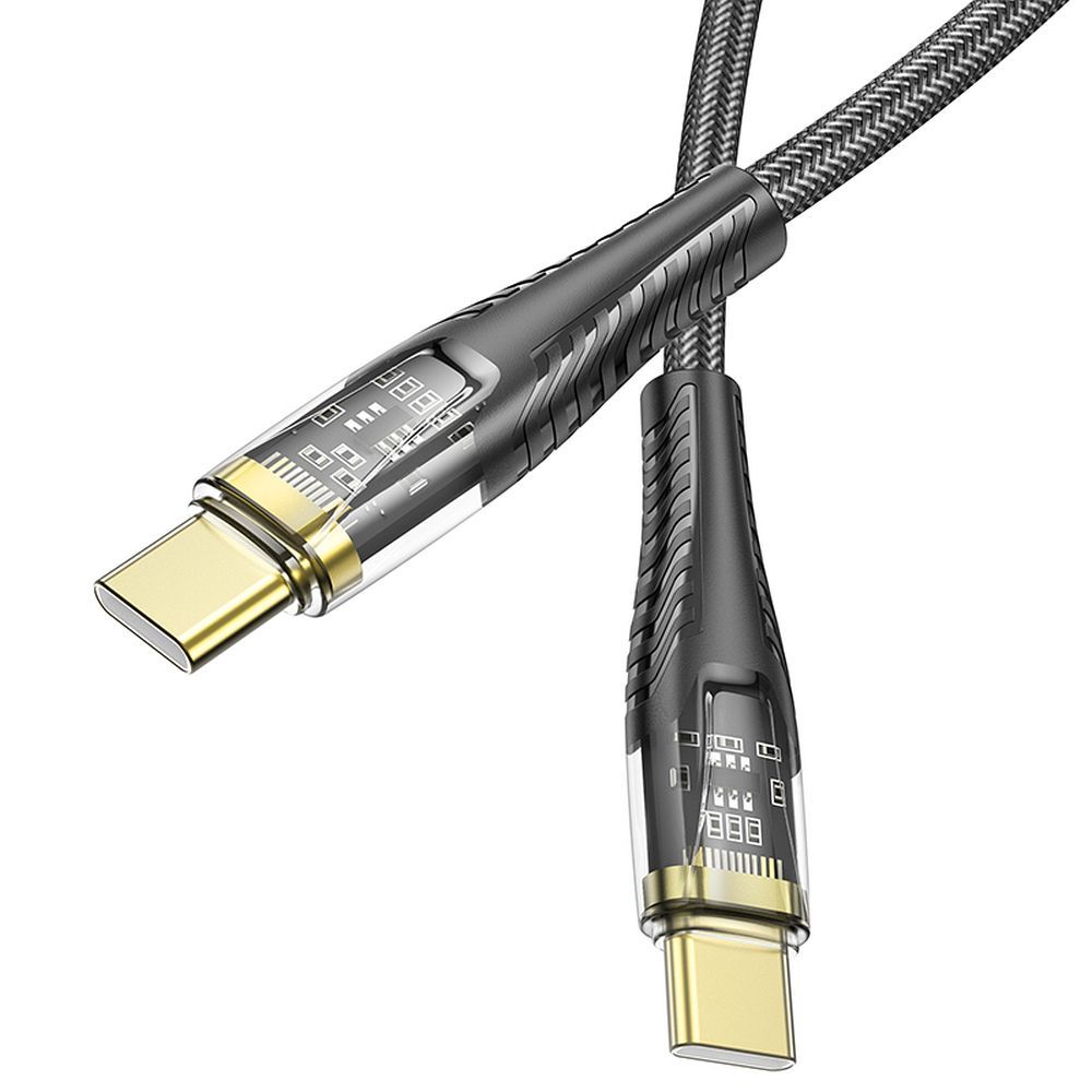 Cabo de Dados e Carregamento USB-C - USB-C HOCO U121, 60W, 1.2m, Preto