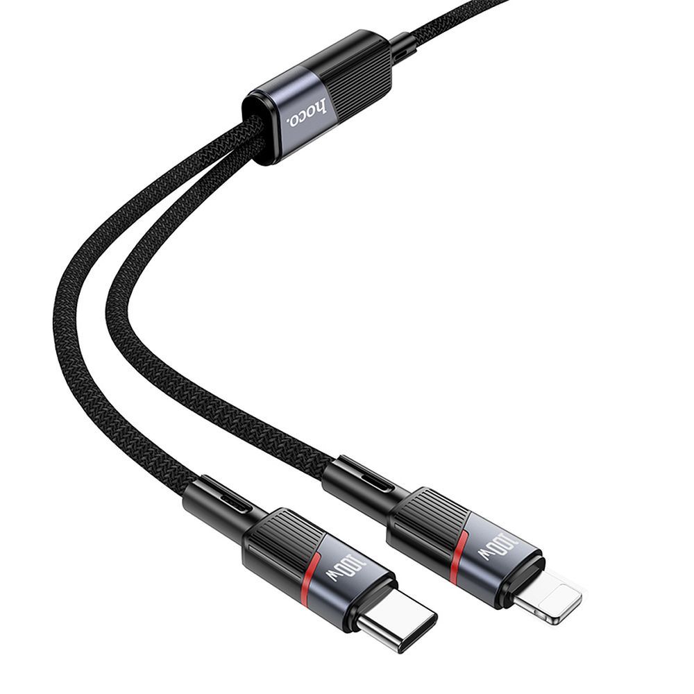 USB-C - Lightning / USB-C HOCO U139 2in1 Data and Charging Cable, 100W, 1.2m, Black