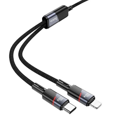 USB-C - Lightning / USB-C HOCO U139 2in1 Data and Charging Cable, 100W, 1.2m, Black