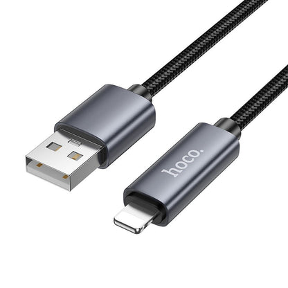 Cabo de Dados e Carregamento USB-A - Lightning HOCO Display X112, 18W, 1m, Preto