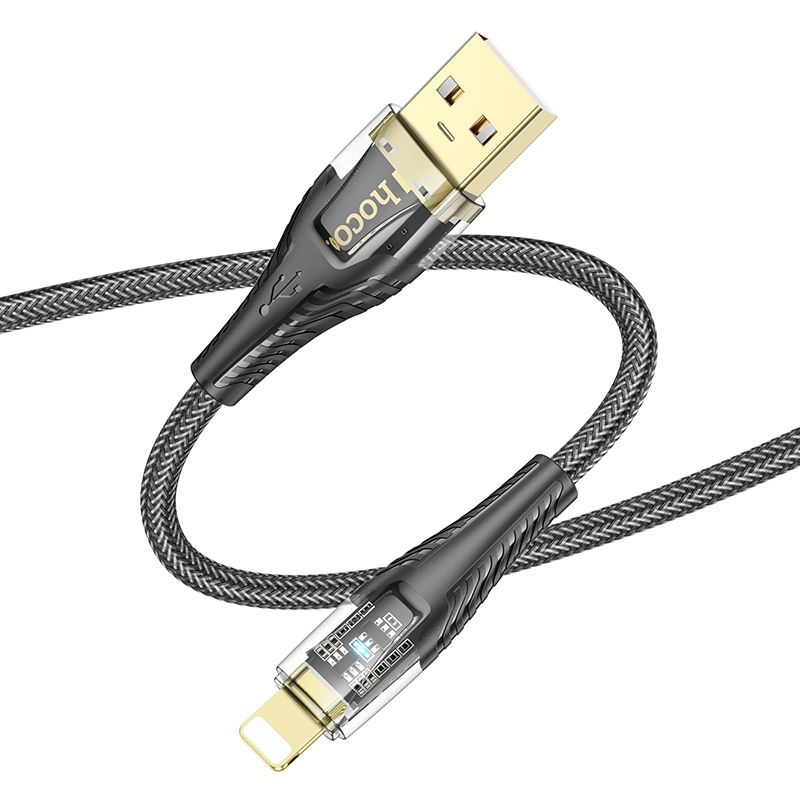 Cabo de Dados e Carregamento USB-A - Lightning HOCO U121, 18W, 1.2m, Preto
