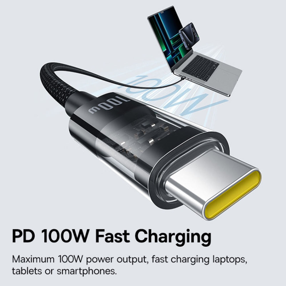 Cabo de Dados e Carregamento USB-C - USB-C Baseus Gem, 100W, 1m, Preto P10373000111-00