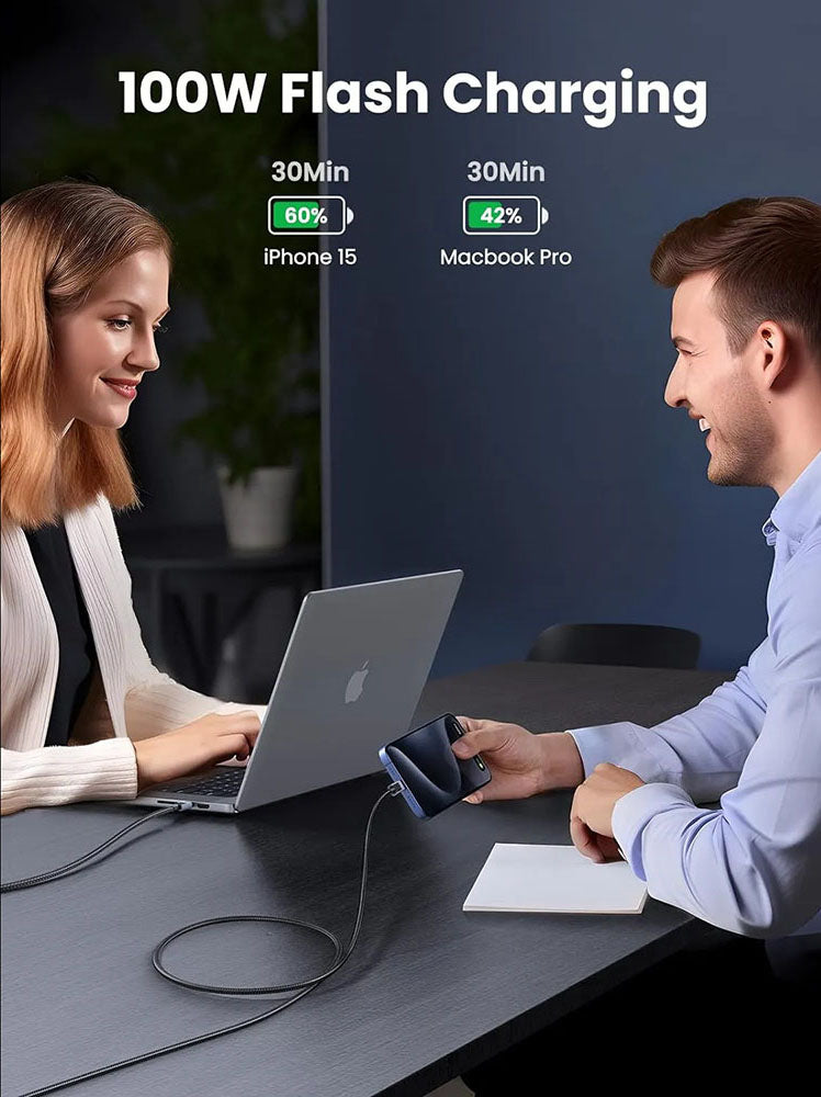 Cabo de Dados e Carregamento USB-C - USB-C UGREEN L512, 100W, 3m, Cinzento