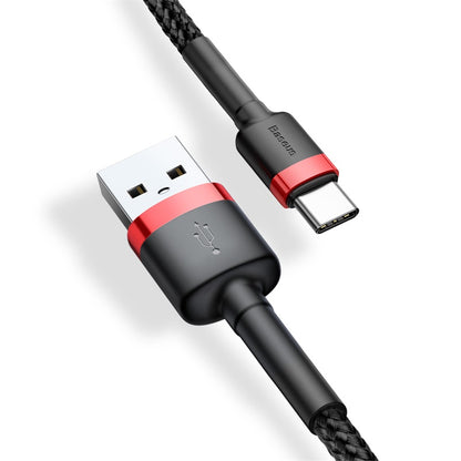 Cabo de Dados e Carregamento USB-A - USB-C Baseus Cafule, 18W, 3m, Vermelho CATKLF-U91
