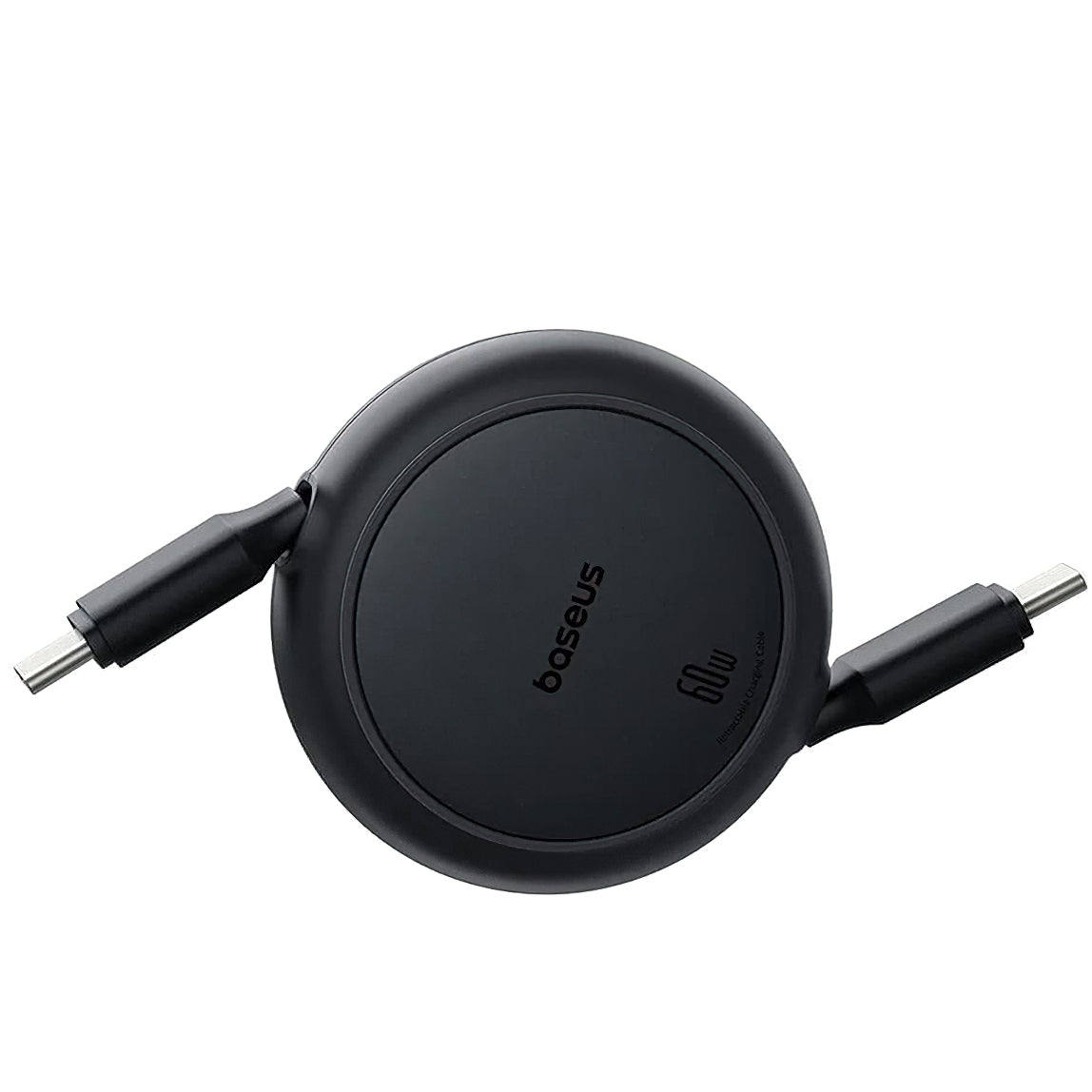 Cabo de Dados e Carregamento USB-C - USB-C Baseus Free2Pull Mini Retrátil, 60W, 1m, Preto P10364500111-01