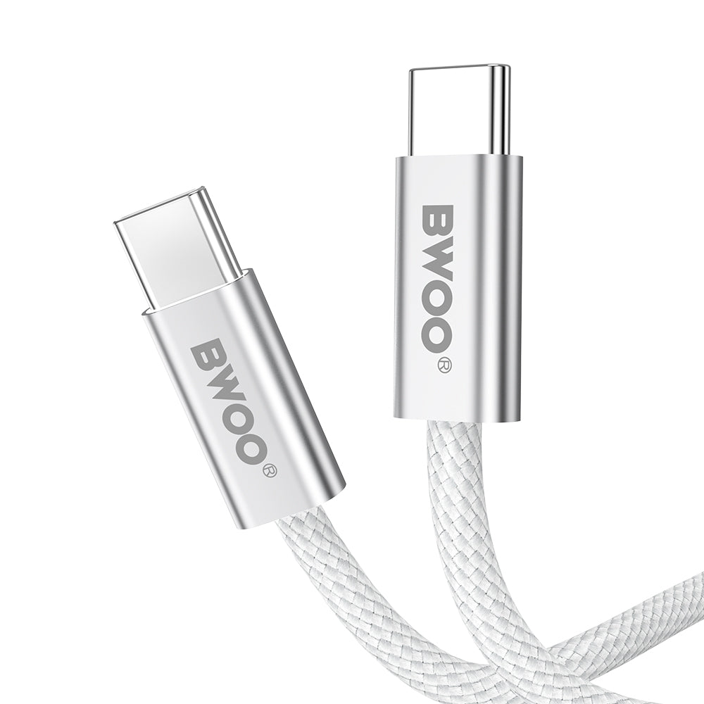Cabo de Dados e Carregamento USB-C - USB-C BWOO BO-X317C, 240W, 1m, Branco