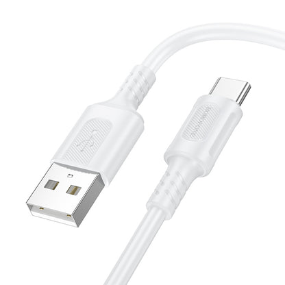 Cabo de Dados e Carregamento USB-A - USB-C Borofone BX111 Feliz, 20W, 1m, Branco