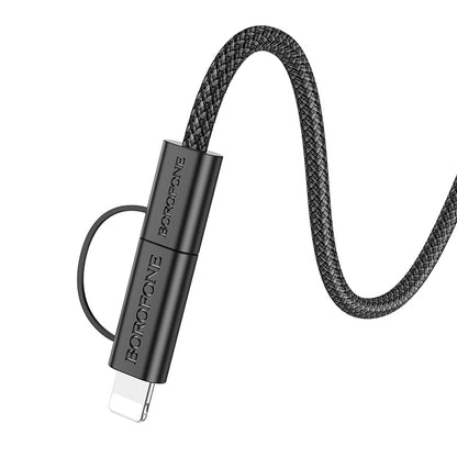 Cabo de Dados e Carregamento USB-C - Lightning / USB-C Borofone BX104 Primo 2in1, 60W, 1m, Preto