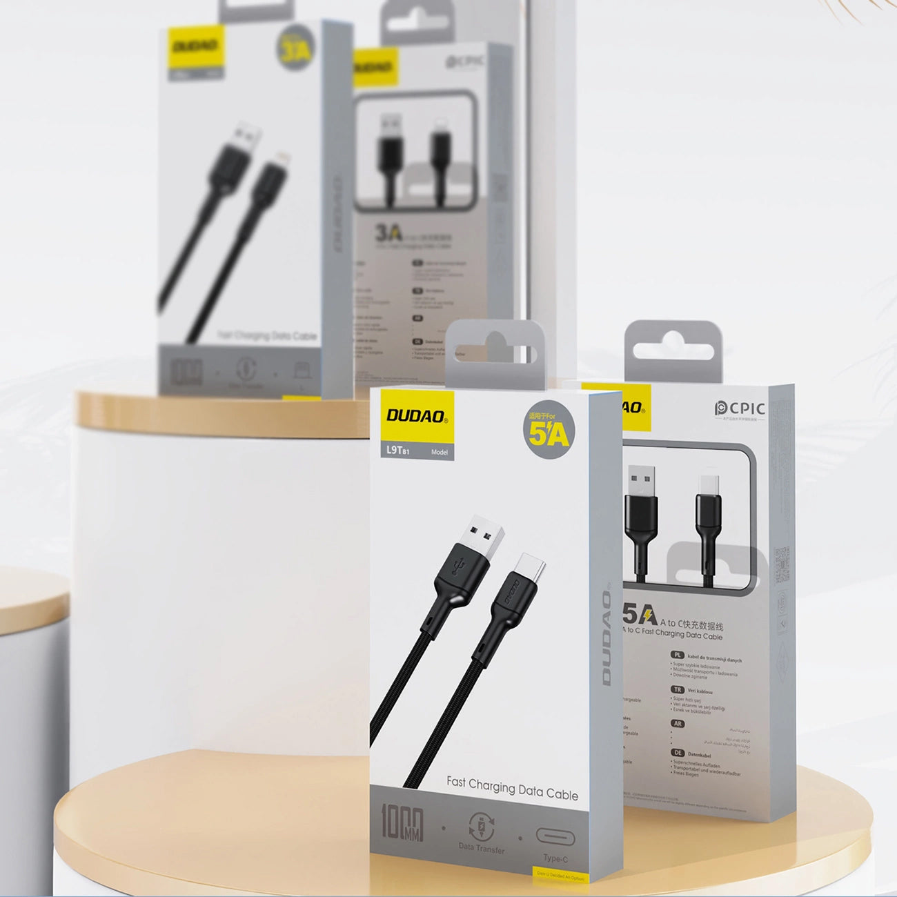 Cabo de Dados e Carregamento USB-A - USB-C Dudao L9T, 100W, 1m, Preto