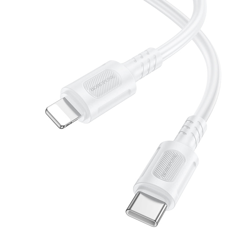 Cabo de Dados e Carregamento USB-C - Lightning Borofone BX111 Feliz, 27W, 1m, Branco
