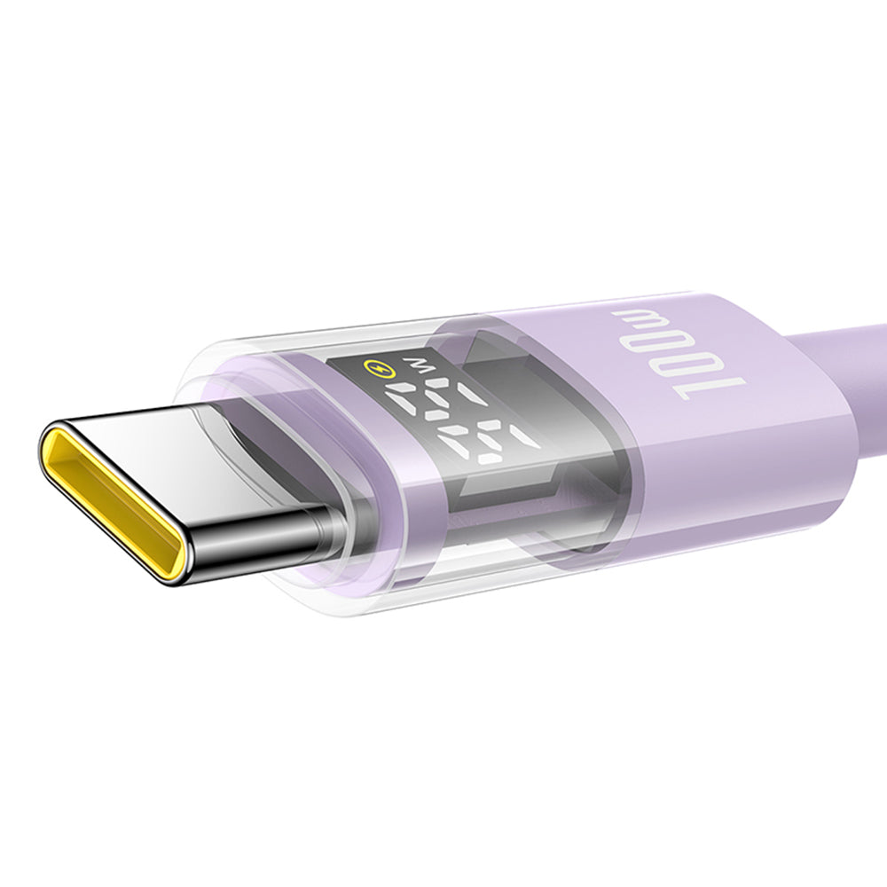 Cabo de Dados e Carregamento USB-C - USB-C Baseus Display 2, 100W, 1m, Roxo P10382702511-00