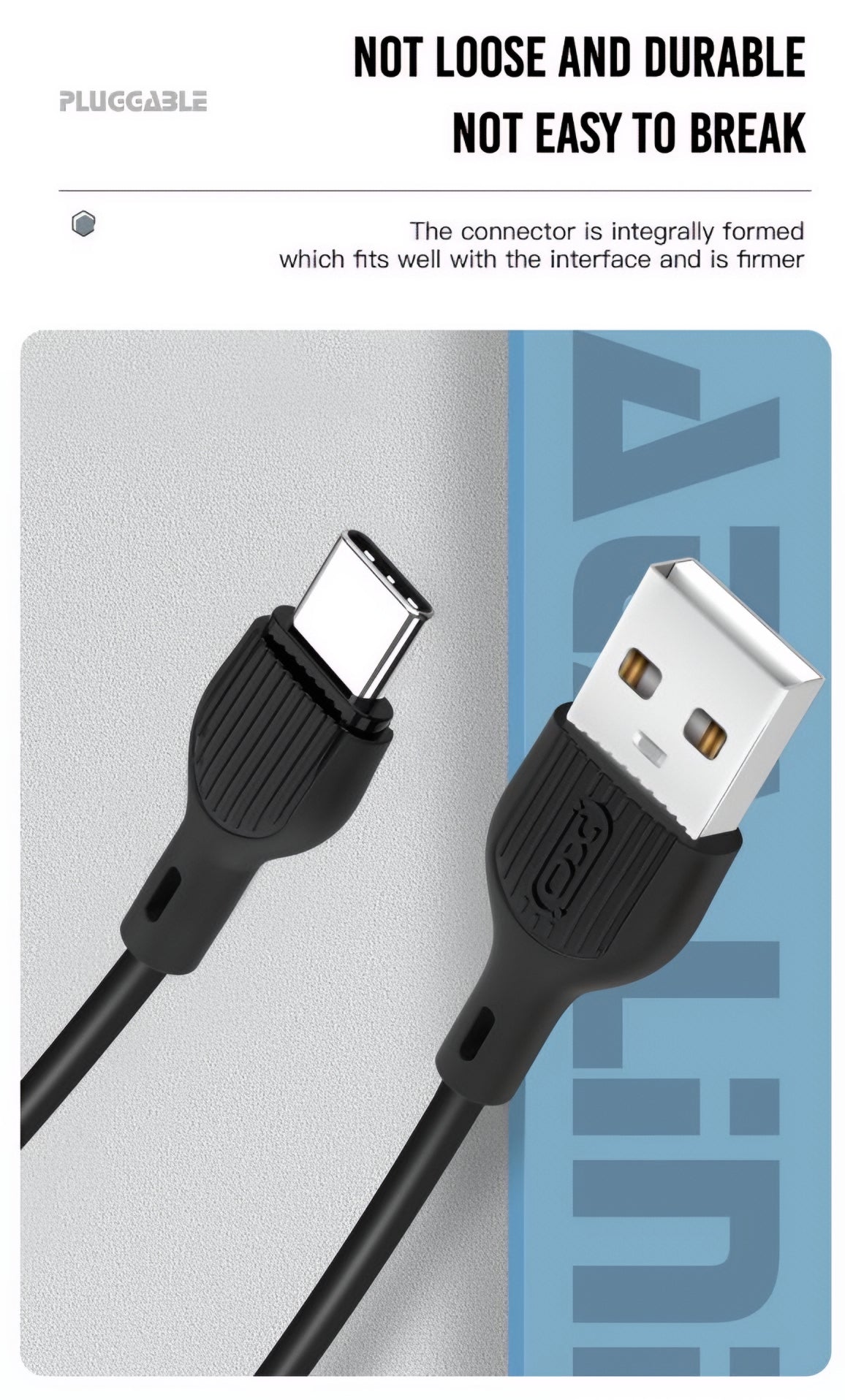 Cabo de Dados e Carregamento USB-A - USB-C XO Design NB200, 10W, 1m, Preto