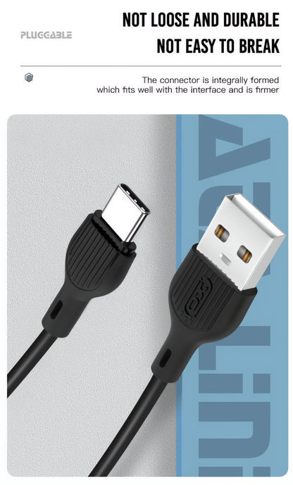 Cabo de Dados e Carregamento USB-A - USB-C XO Design NB200, 10W, 1m, Preto