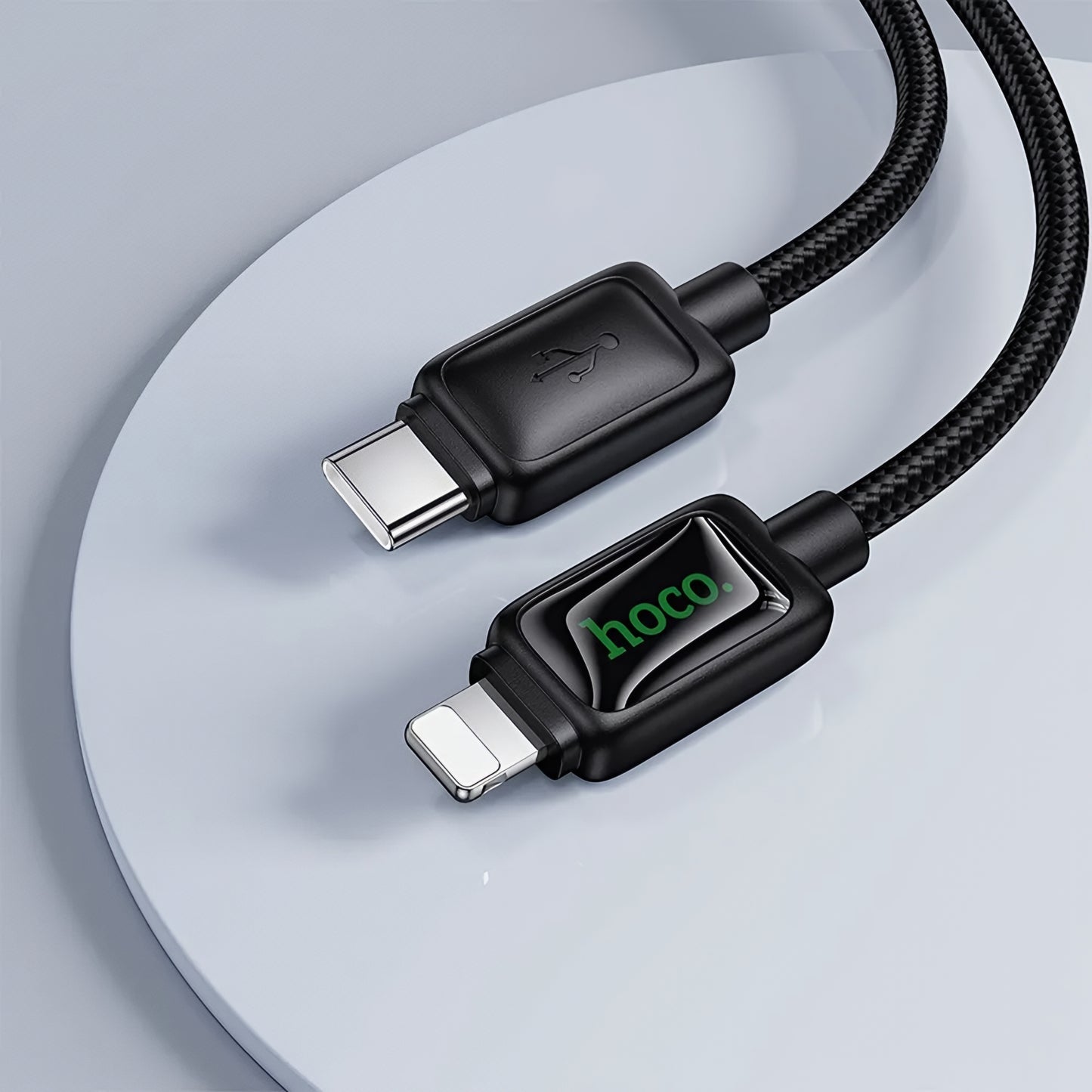 Cabo de Dados e Carregamento USB-C - Lightning HOCO U146, 30W, 1.2m, Preto