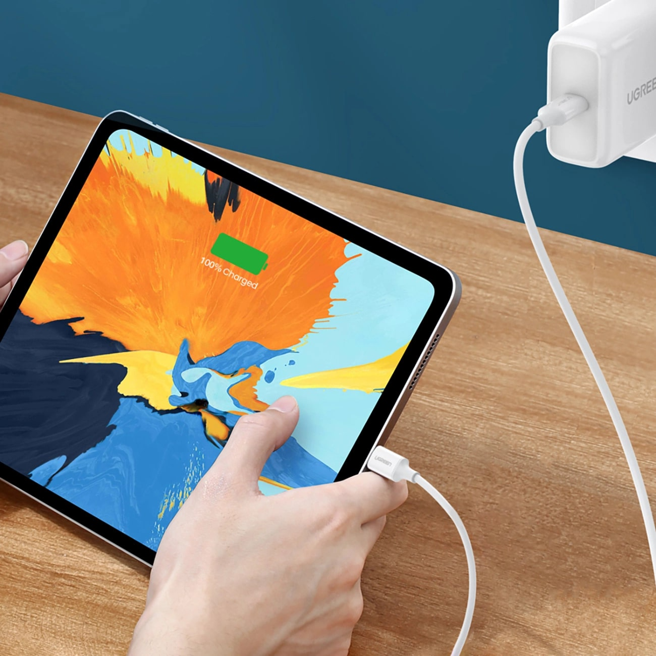 Cabo de Dados e Carregamento USB-C - USB-C UGREEN US264, 60W, 0.5m, Branco