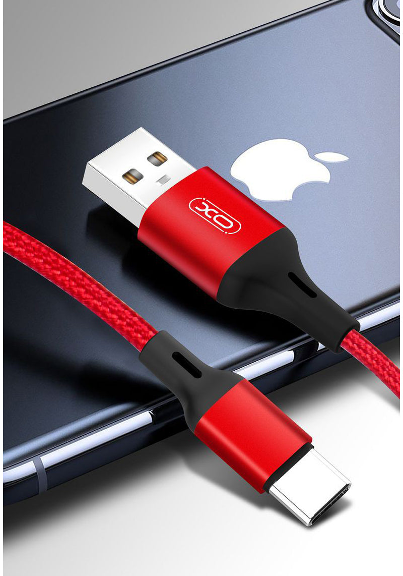 Cabo de Dados e Carregamento USB-A - USB-C XO Design NB143, 18W, 2m, Vermelho
