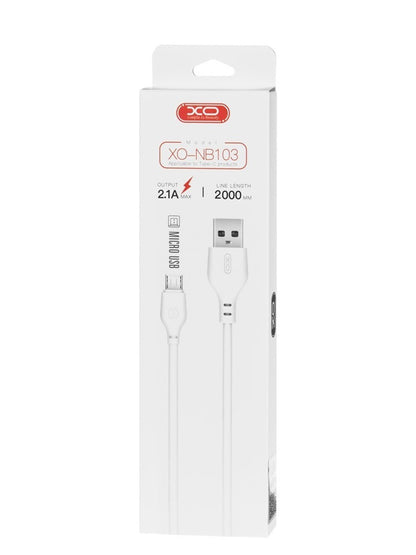 Cabo de Dados e Carregamento USB-A - microUSB XO Design NB103, 18W, 2m, Branco