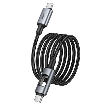 Cabo de Dados e Carregamento USB-C - USB-C HOCO U144 Led, 60W, 1,2m, Preto