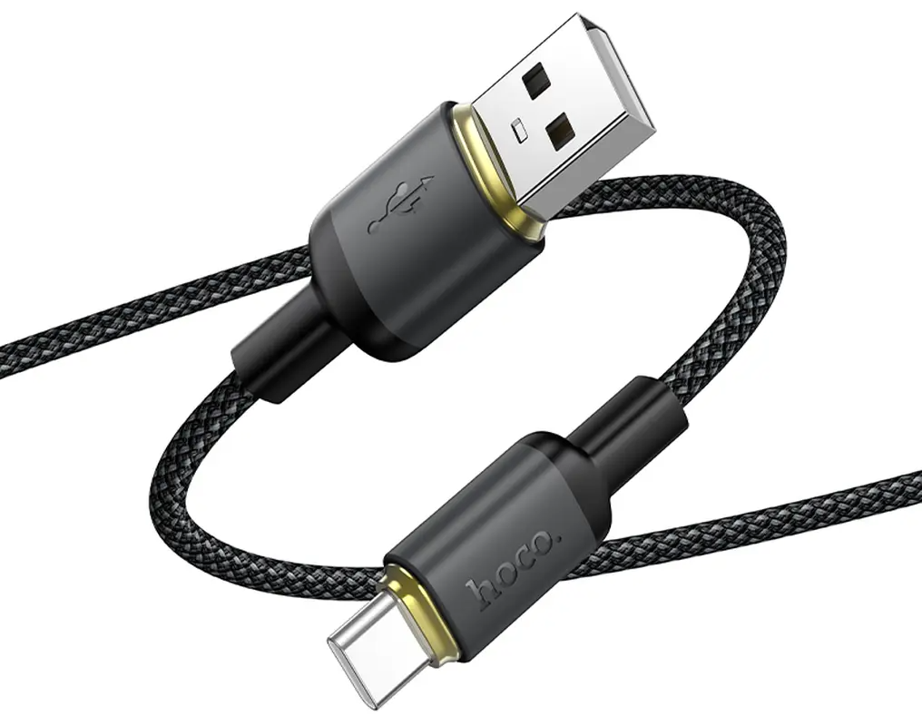 Cabo de Dados e Carregamento USB-A - USB-C HOCO X128 Benefit, 36W, 1m, Preto