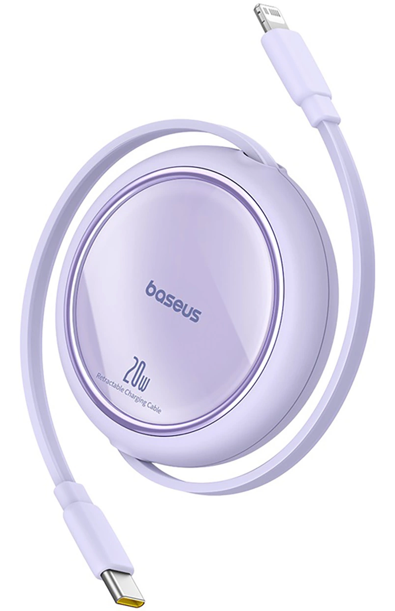Cabo de Dados e Carregamento USB-C - Lightning Baseus Free2Pull Mini Retrátil, 20W, Roxo P10364501511-00