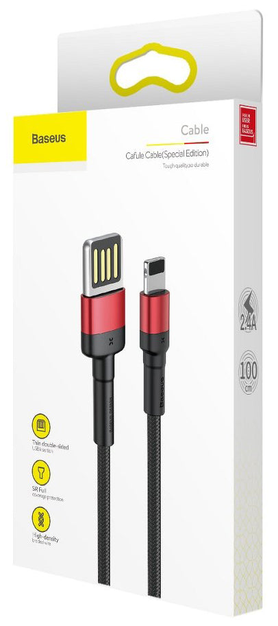 Cabo de carregamento e dados USB-A - Lightning Baseus Cafule, 18W, 1m, vermelho CALKLF-G91 