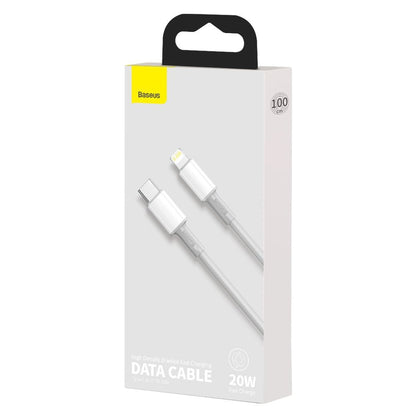 Baseus Cabo trançado de alta densidade USB-C - Lightning para dados e carregamento, 20W, 1m, branco CATLGD-02