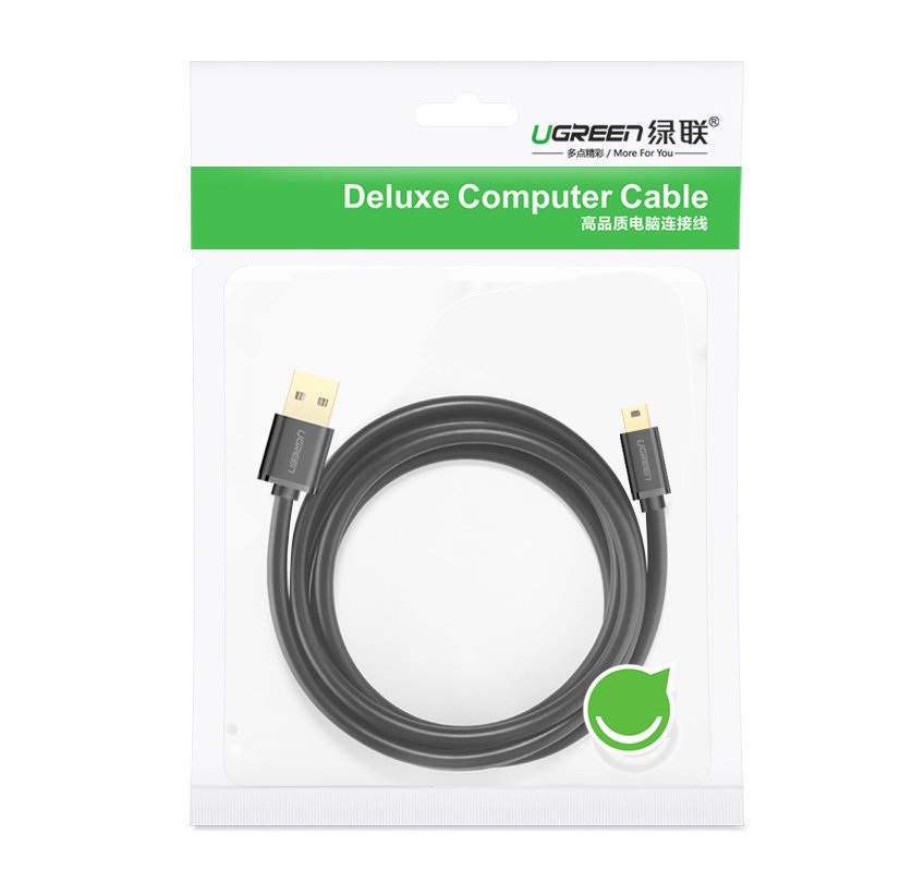 Cabo de Dados e Carregamento USB-A - miniUSB UGREEN US132, 2m, Preto