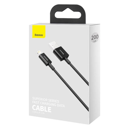 Cabo de carregamento e dados USB-A - Lightning Baseus Superior Series, 20W, 2m, Preto CALYS-C01