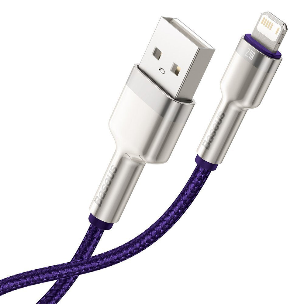 Cabo de carregamento e dados USB-A - Lightning Baseus Cafule Metal Series, 18W, 1m, roxo CALJK-A05