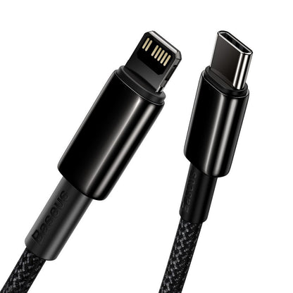 Cabo de carregamento e dados USB-C - Lightning Baseus Tungsténio Tungsténio Dourado, 20W, 1m, Preto CATLWJ-01 CATLWJ-01