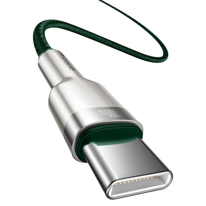 Cabo de carregamento e dados USB-C - USB-C Baseus Cafule Metal Series, 100W, 2m, Verde CATJK-D06