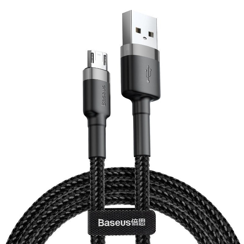 Cabo de carregamento e transmissão de dados USB-A - microUSB Baseus Cafule, 18W, 0,5 m, cinzento CAMKLF-AG1