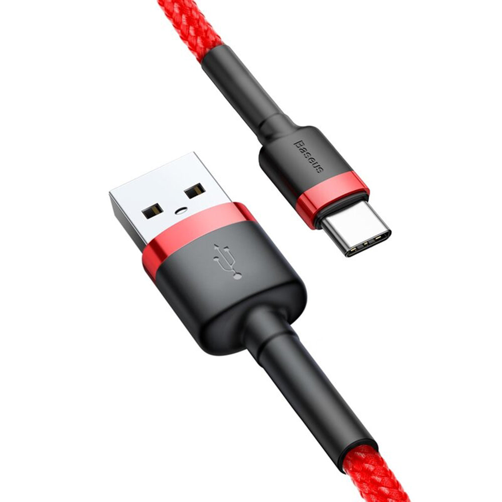 Cabo de carregamento e dados USB-A - USB-C Baseus Cafule, 18W, 2m, vermelho CATKLF-C09