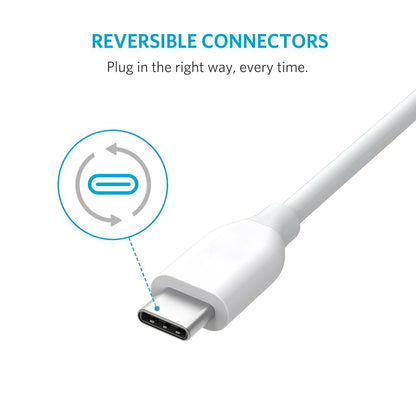 Cabo de carregamento e dados USB-A para USB-C Anker PowerLine, 18W, 0,9 m, branco A8163021 