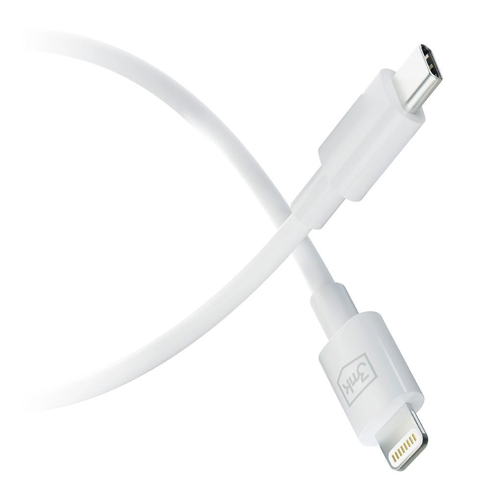 Cabo de Dados e Carregamento USB-C - Lightning 3MK Hyper, 20W, 1,2m, Branco