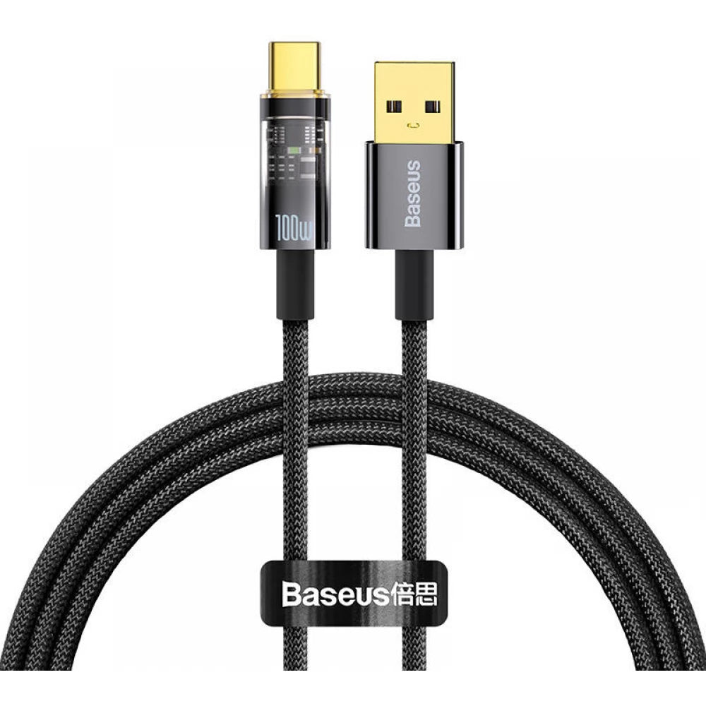 Cabo de Dados e Carregamento USB-A - USB-C Baseus Explorer, 100W, 2m, Preto CATS000301
