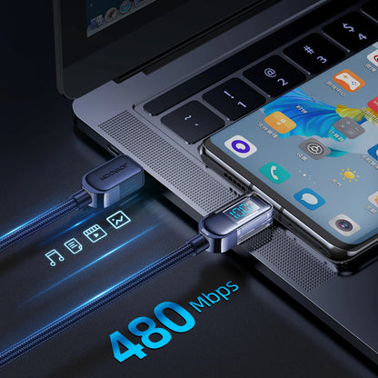 Cabo de Dados e Carregamento USB-C - USB-C Joyroom A4 Display, 100W, 1.2m, Azul