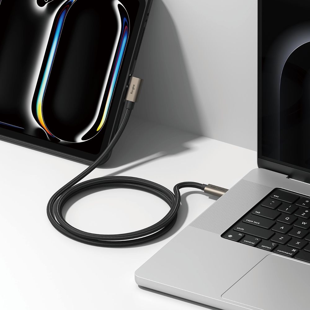 Cabo de Dados e Carregamento USB-C - USB-C Ringke 2X2 Angled, 240W, 2m, Preto
