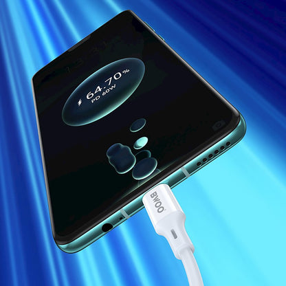 Cabo de Dados e Carregamento USB-C - USB-C BWOO X282, 60W, 1m, Branco
