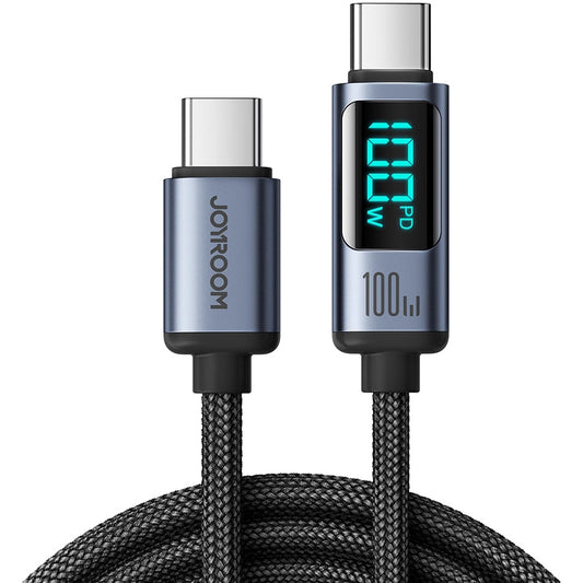 Cabo de Dados e Carregamento USB-C - USB-C Joyroom S-A16 Prism Display, 100W, 1.2m, Preto