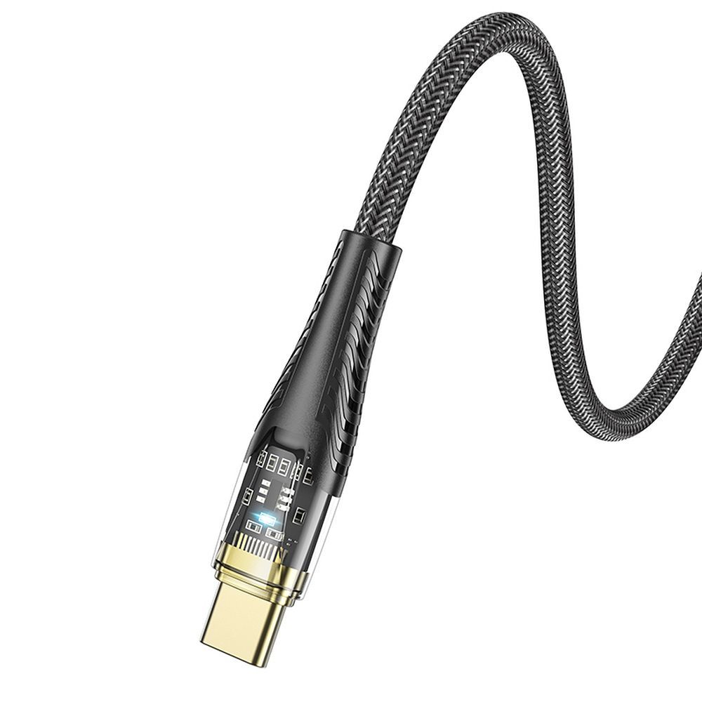 Cabo de Dados e Carregamento USB-C - USB-C HOCO U121, 60W, 1.2m, Preto